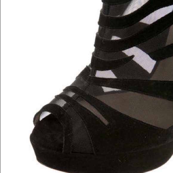 Jimmy Choo black suede mesh high heels bootie - Picture 2 of 5